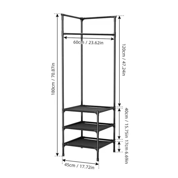 Corner Coat Rack Multi-function Floor Standing  Racks Removable Metal Clothing - Image 2