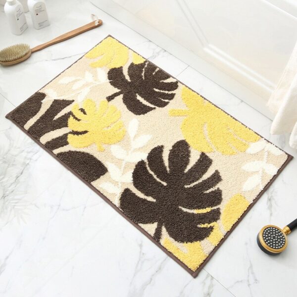 Leaves Non-Slip Bath Floor Mat Bathroom Fluffy Cashmere - Image 5