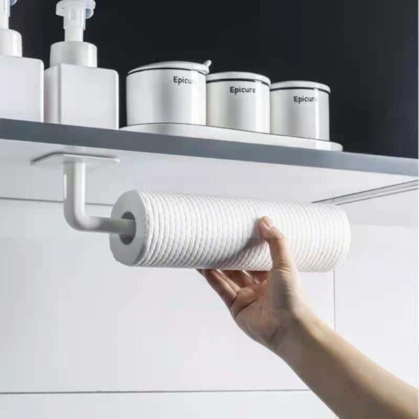 Paper Towel Holder Wall Mounted Hooks Kitchen Storage Organizer