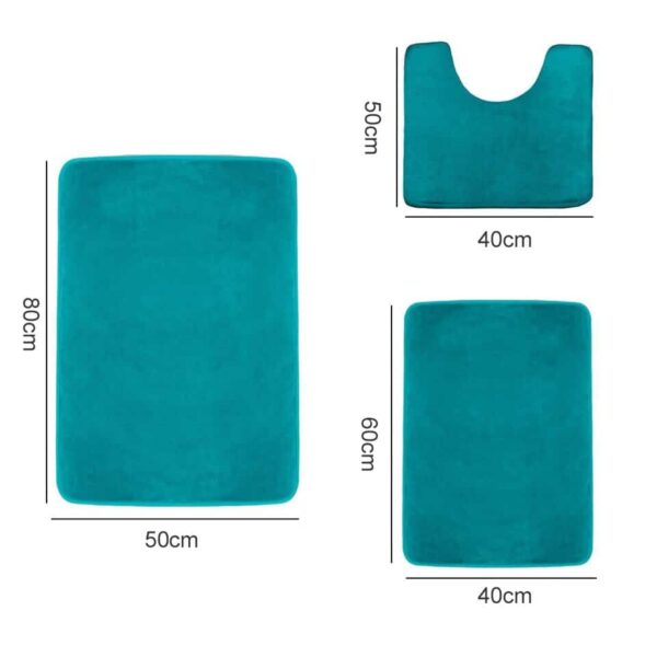 Set of 3 Bathroom Mat Set Soft Non Slip Shower Room Carpets Super Absorbent Memory Foam - Image 14