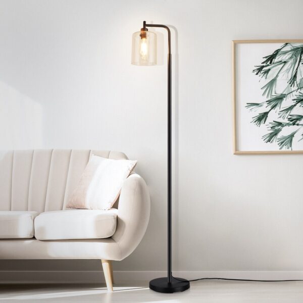 Depuley Nordic Vertical Metal LED Floor Lamp Glass Shade Brass Pole Arc Tall Lighting for Living Bedroom - Image 8