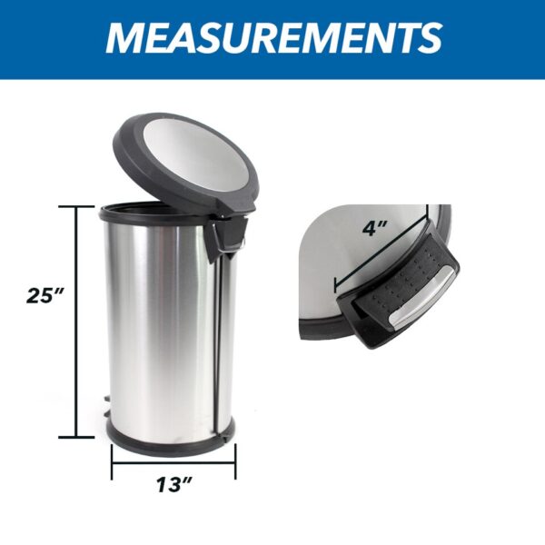 Stainless Steel 10.5 Gallon Round Step Trash Can - Image 6