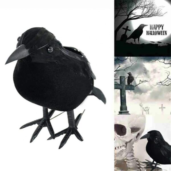 Small Simulation Fake Bird Realistic Halloween Black Crow Model - Image 5