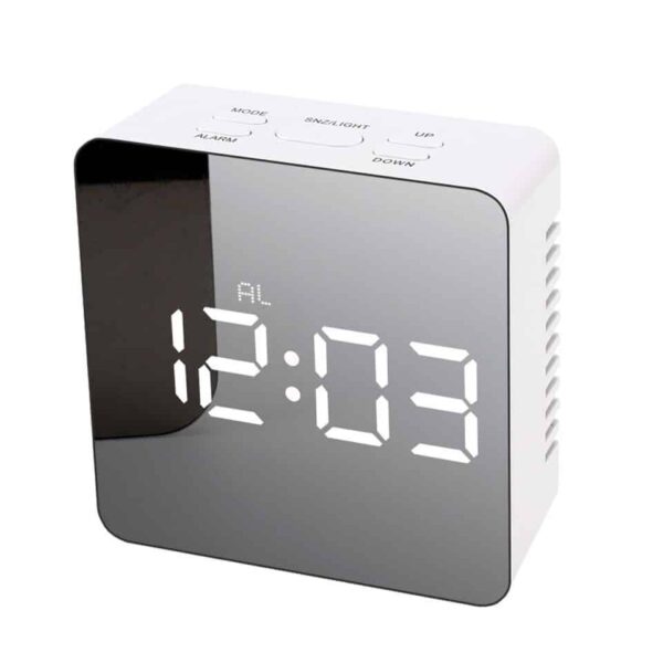 Hot! LED Mirror Table Clock Square Digital Alarm Snooze Display Time Night Light - Image 4