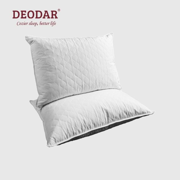 Deodar Luxury Quilted Goose Feather Down Filled Neck Pillow 100% Cotton Skin-Friendly Breathable Fabric Pillow Core