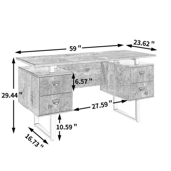 Home Office Computer Desk with 4 Drawers 59"Lx23.62"Wx29.44"H - Image 3