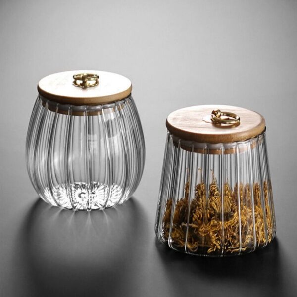 Kitchen Glass Canister Clear Glass Apothecary Jars With Lid - Image 4