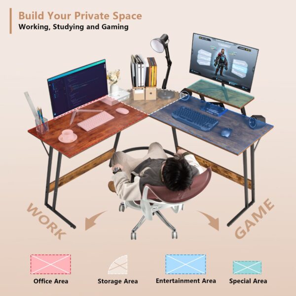 Home Office Writing Desk Modern L-Shape Computer Desk, - Image 7