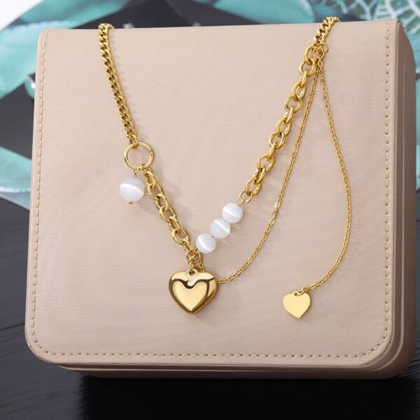 Retro Double Layer Hollow Thick Clavicle Chain Stainless Steel Necklace For Women - Image 31