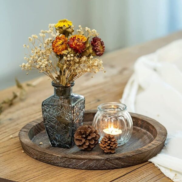 Rustic Wooden Tray Candle Holder Multi-purpose Tray Lightweight - Image 3