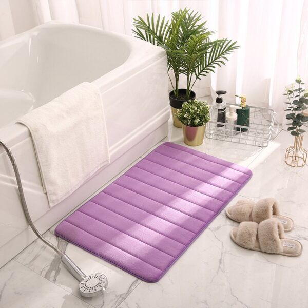 Home Bath Mat Coral Fleece Bathroom Floor Carpet Absorbent Non-slip Memory Foam - Image 2