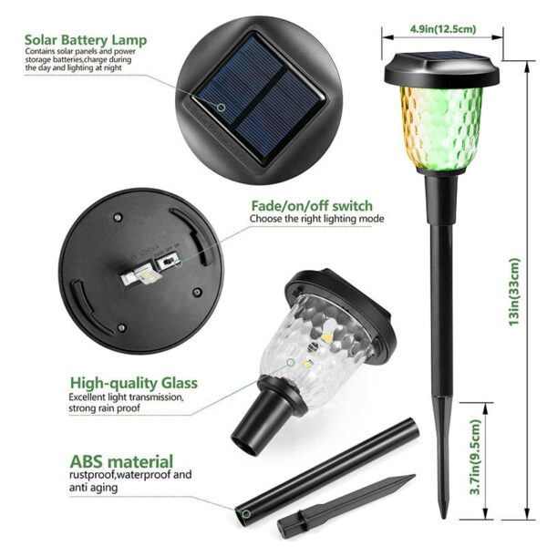 LED Solar Outdoor Lights Garden Lamp RGB Multi-Color  Waterproof Solar Lights - Image 2