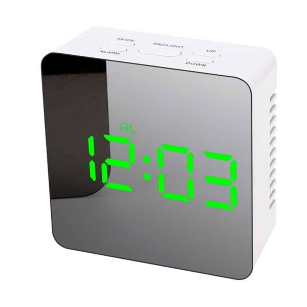 Hot! LED Mirror Table Clock Square Digital Alarm Snooze Display Time Night Light - Image 3