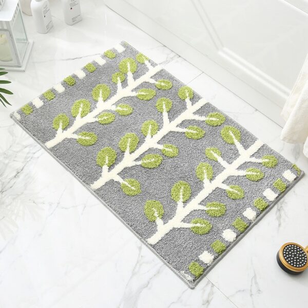 Leaves Non-Slip Bath Floor Mat Bathroom Fluffy Cashmere - Image 3