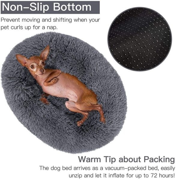 Round Dog Bed Cushion Soft Plush Cat Beds for Dog Cat Winter Warm Sleeping - Image 2