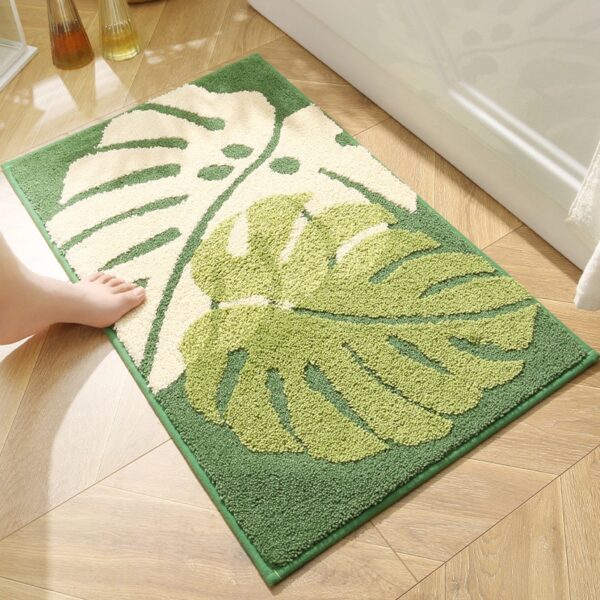 Leaves Non-Slip Bath Floor Mat Bathroom Fluffy Cashmere