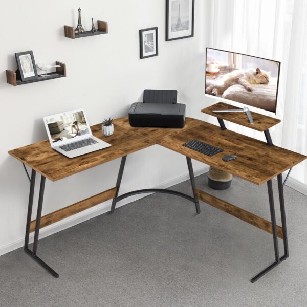 Home Office Writing Desk Modern L-Shape Computer Desk, - Image 9