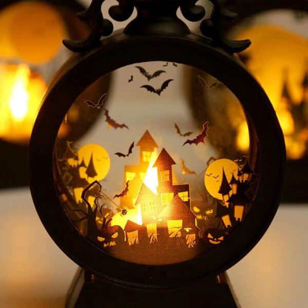 Halloween Witch Pumpkin Lantern Portable LED Vintage Castle Lantern - Image 4