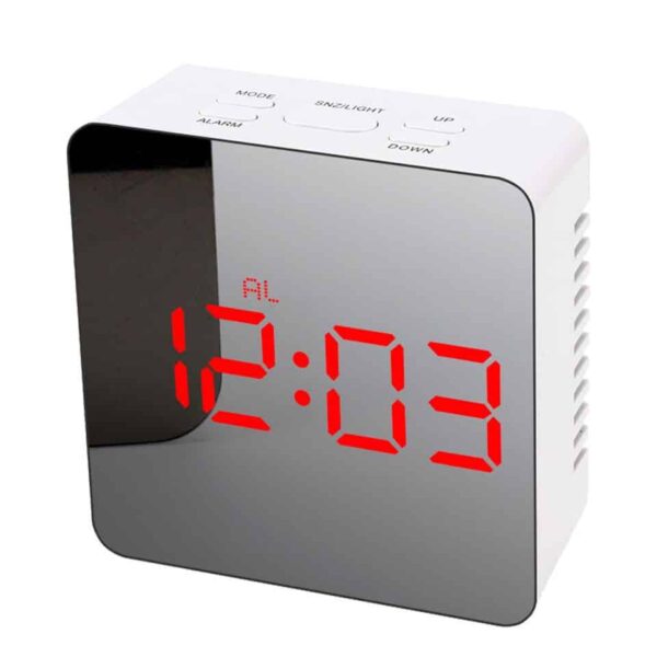 Hot! LED Mirror Table Clock Square Digital Alarm Snooze Display Time Night Light - Image 2