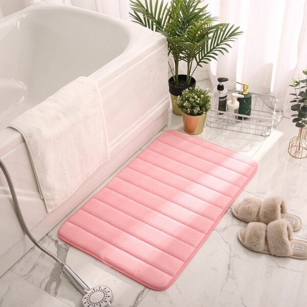 Home Bath Mat Coral Fleece Bathroom Floor Carpet Absorbent Non-slip Memory Foam - Image 8