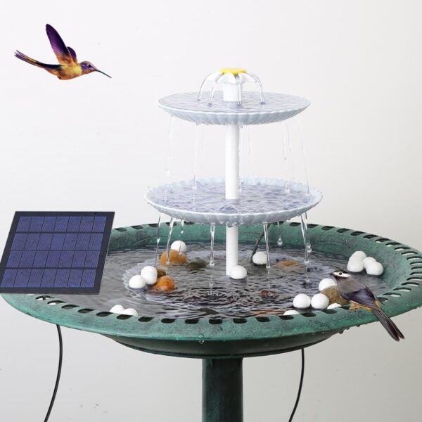 3 Tiered Bird Bath with Solar Pump - Image 5