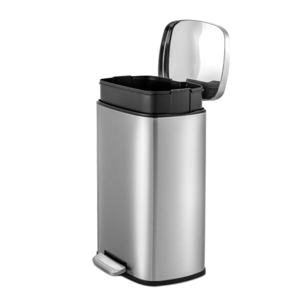 Qualiazero 13.2 Gallon Stainless Steel Trash Can Silver Step On Kitchen Garbage Can - Image 4