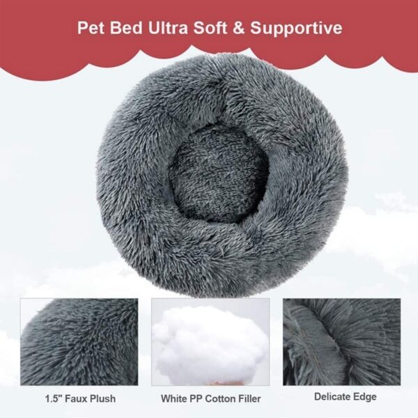 Round Dog Bed Cushion Soft Plush Cat Beds for Dog Cat Winter Warm Sleeping - Image 9