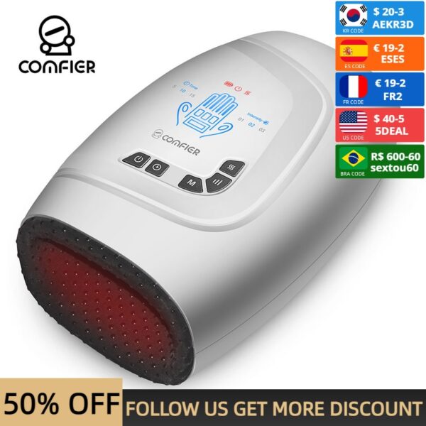 Comfier Electric Hand Massager with Heat Compression Palm Finger Massage Machine For Relax