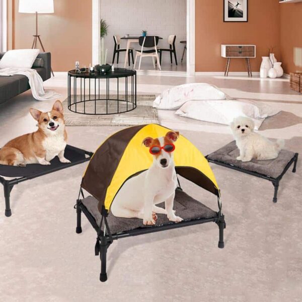 Outdoor Dog Bed Foldable Elevated Dog Bed With Removable Canopy Portable - Image 2