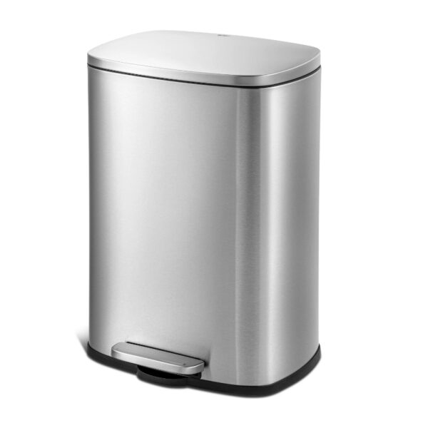 Qualiazero 13.2 Gallon Stainless Steel Trash Can Silver Step On Kitchen Garbage Can