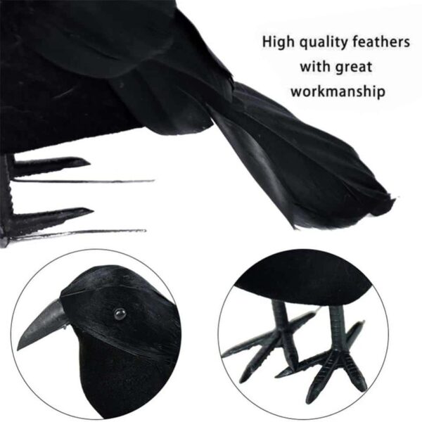 Small Simulation Fake Bird Realistic Halloween Black Crow Model - Image 4