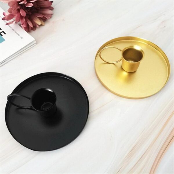 Retro Black Gold Plated Candle Holder Christmas