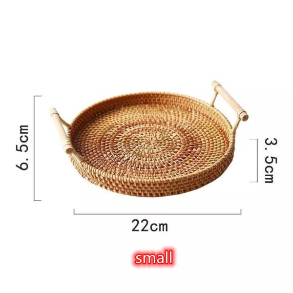 Hand-woven Rattan Wicker Basket Fruit Tea Snack Bread  Cosmetic Rectangular Storage Box Household Kitchen Supplies - Image 3