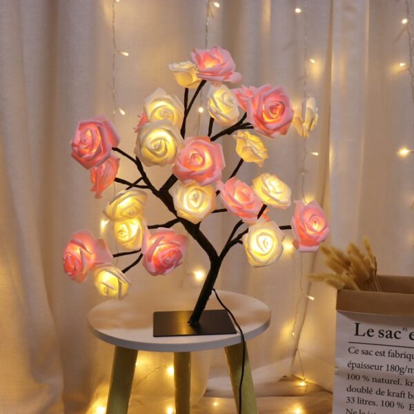 24 LED Rose Flower Tree Lights USB Table Lamp Fairy Maple Leaf Night Light - Image 17