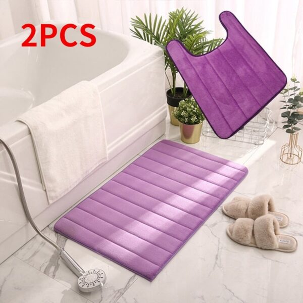 Non Slip Bathroom Mat Household Soft Coral Fleece Absorbent - Image 19