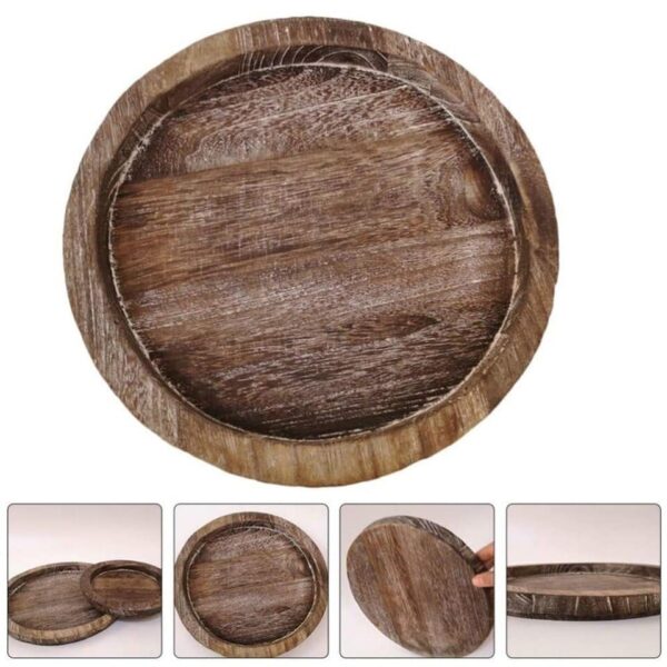 Rustic Wooden Tray Candle Holder Multi-purpose Tray Lightweight