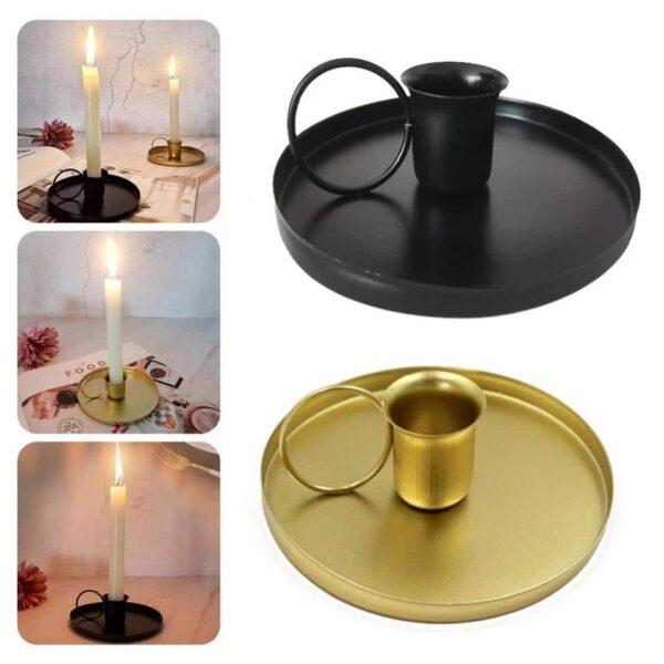 Retro Black Gold Plated Candle Holder Christmas - Image 6