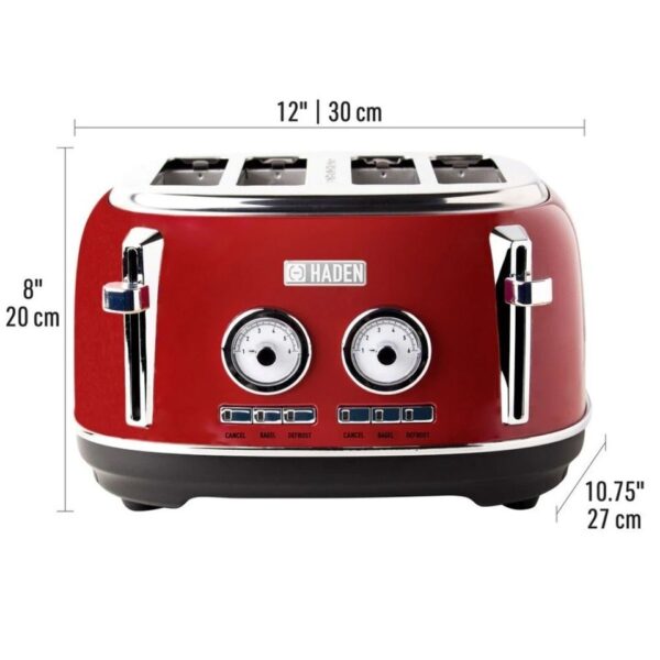 Dorset Stainless Steel 4-Slice Toaster, Red - 75040 - Image 7