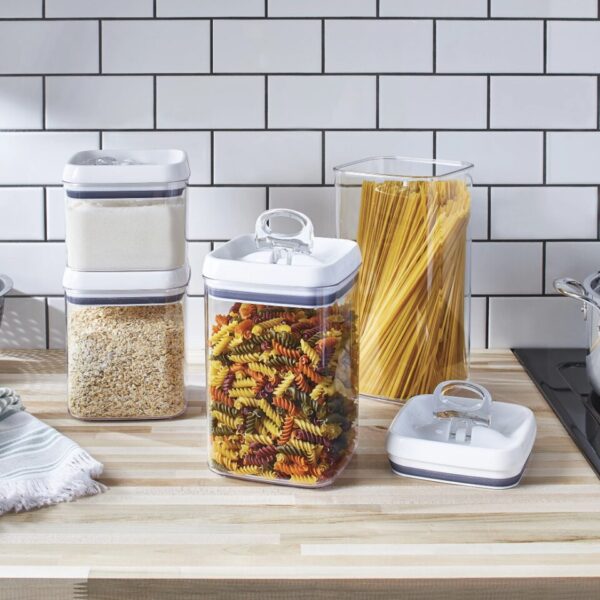 Kitchen Organizer Canister Pack Of 4, Flip-Tite Square Food Storage Set - Image 3