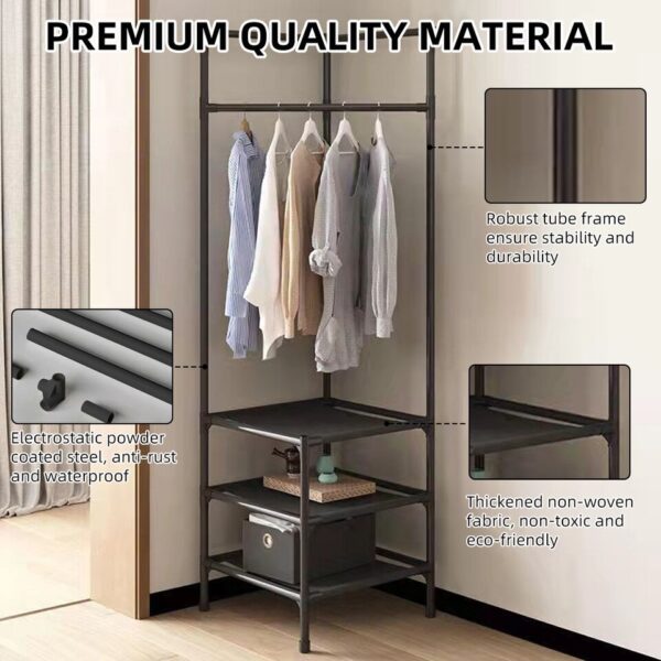 Corner Coat Rack Multi-function Floor Standing  Racks Removable Metal Clothing