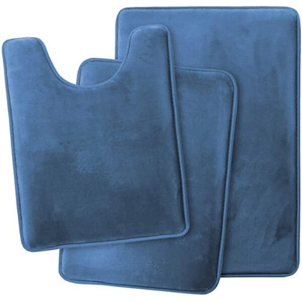 Set of 3 Bathroom Mat Set Soft Non Slip Shower Room Carpets Super Absorbent Memory Foam - Image 2