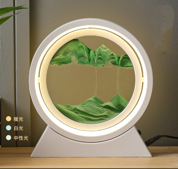 LED Light Creative Quicksand Table Lamp Moving Sand Art Picture 3D Hourglass Deep Sea Sandscape Bedroom Lamp - Image 2