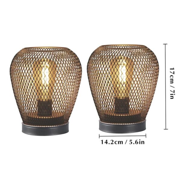 2Pcs Metal Cage Table Lamp Round Shaped LED Lantern Battery Powered - Image 4