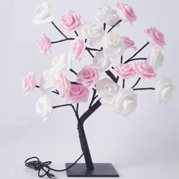 24 LED Rose Flower Tree Lights USB Table Lamp Fairy Maple Leaf Night Light - Image 8