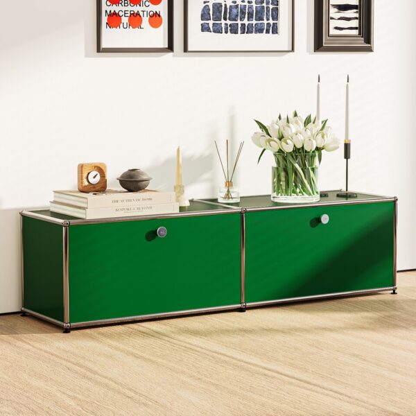 Green Storage Cabinet Living Room Bedroom Furniture 2 Drawer - Image 6