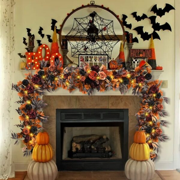 Halloween Wedding Table Garland Artificial Flower Willow Fireplace Front Door Decor - Image 2