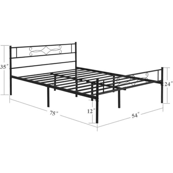 Full Size Bed Frame Metal Platform/Mattress Foundation with headboard Footboard/Steel Slat - Image 5