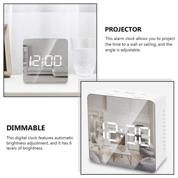 Hot! LED Mirror Table Clock Square Digital Alarm Snooze Display Time Night Light - Image 7