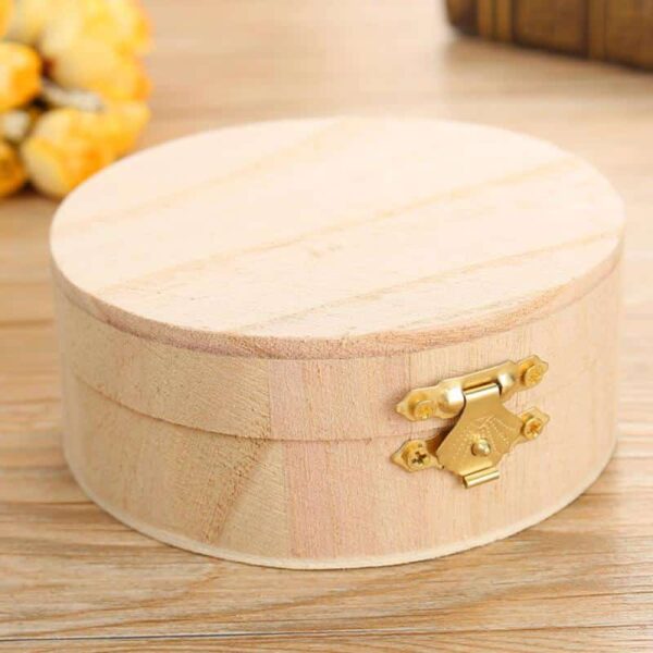 Round Wooden Box 1 Pcs Storage Case Packing Storage - Image 4