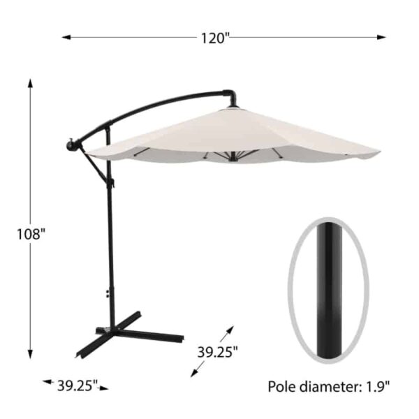 Patio Umbrella, Hanging with Base - Image 4